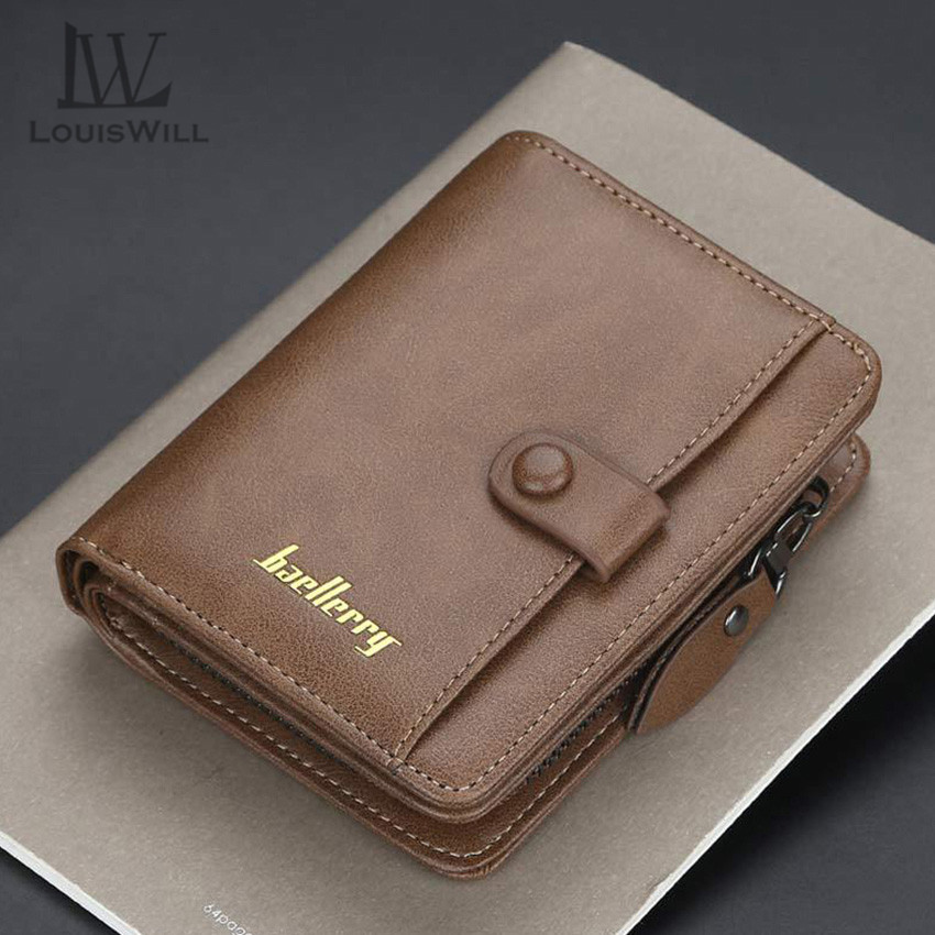 Louiswill Wallets Mens Zipper Wallets Leather Original Wallet Korean Men PU Leather Money Wallet Bifold Pocket Purse for Men Business