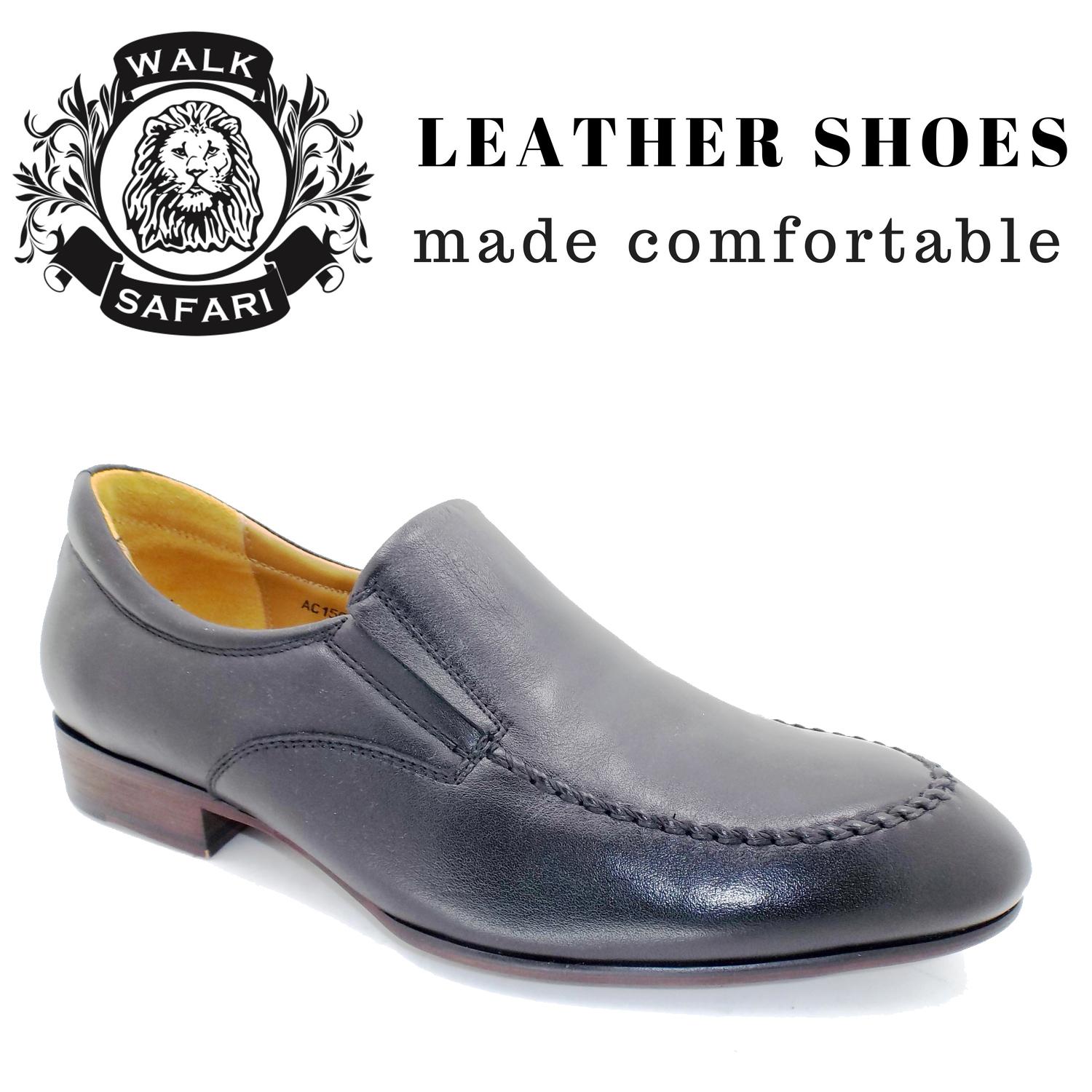 [Walk Safari Singapore AC1596-2] Man Classic Clean Cut Smart Leather Shoes (Genuine Leather, Anti Slip, Waterproof)