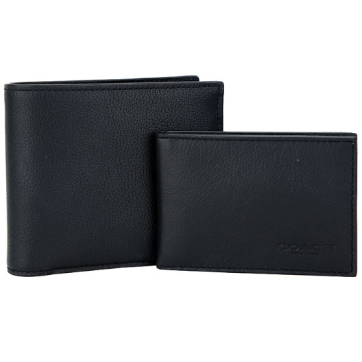 Coach Men Men Wallet In Gift Box Compact Id Wallet In Sport Calf Leather Black