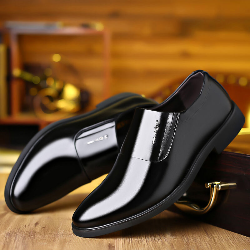 Men's Leather Shoes 2020 Autumn New Business Casual Low Heel Slip-on Lazy Shoes Soft Bottom Waterproof Work Shoes