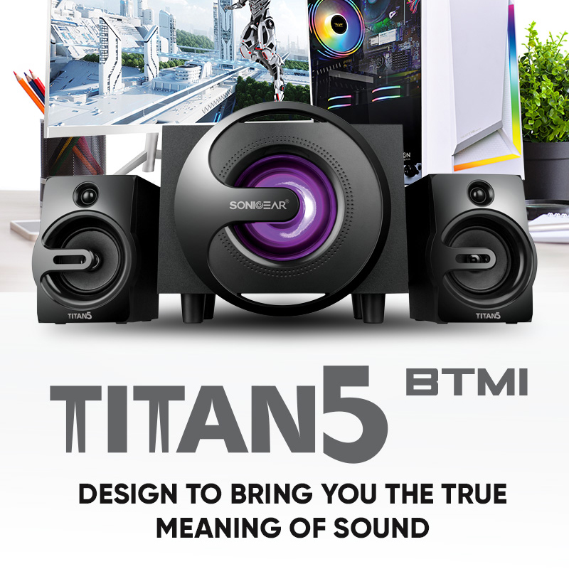 SonicGear Titan 5 BTMI Bluetooth Speakers with 4 Inch Bass Driver | 7 LED Light