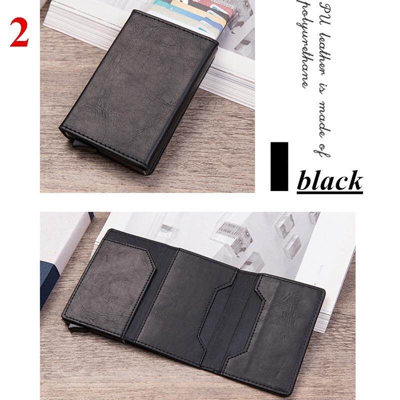 Men's Anti Theft Smart Wallet Automatic Pop-up Card Package RFID Blocking MIni Genuine Leather Card Holder Slim Front Pocket Wallet Coin Purse