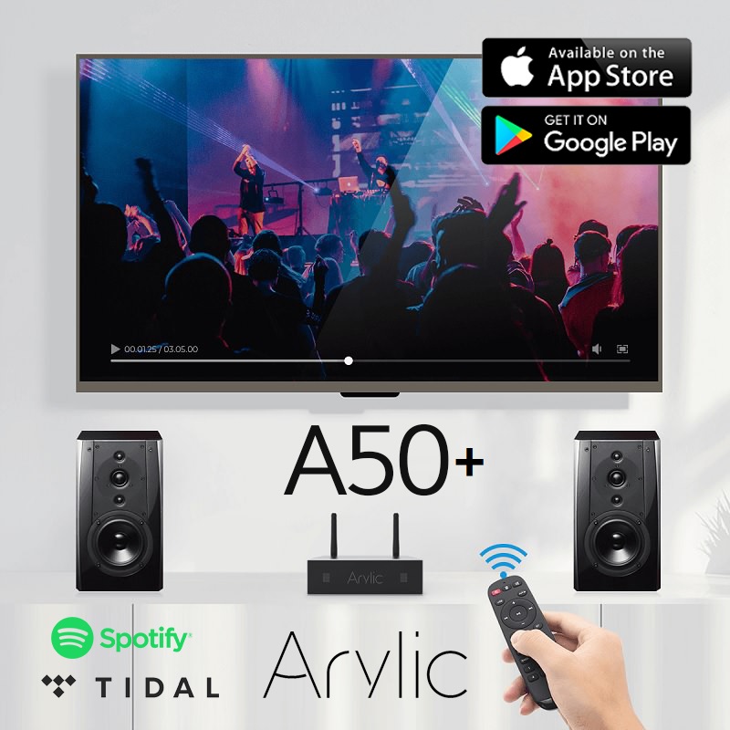 Arylic A50+ Multi-Room Wireless Bluetooth/WiFi/Ethernet Network Streamer, USB DAC & Hi-Fi Integrated Amplifier