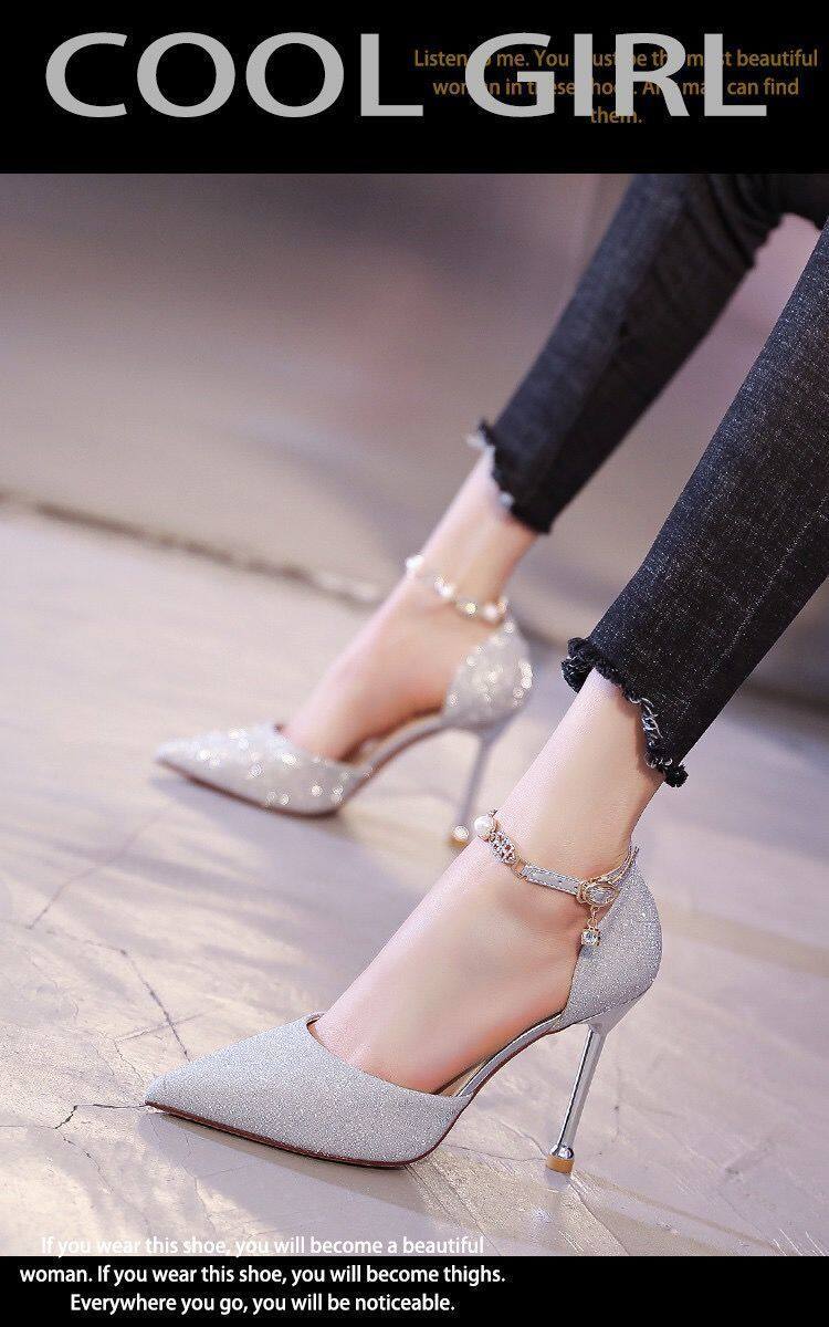 PAR high heel shoes for women ladies heeled sandals 2022 new high-heeled shoes with stiletto buckle sandals wedding Shoes Kasut Perempuan summer
