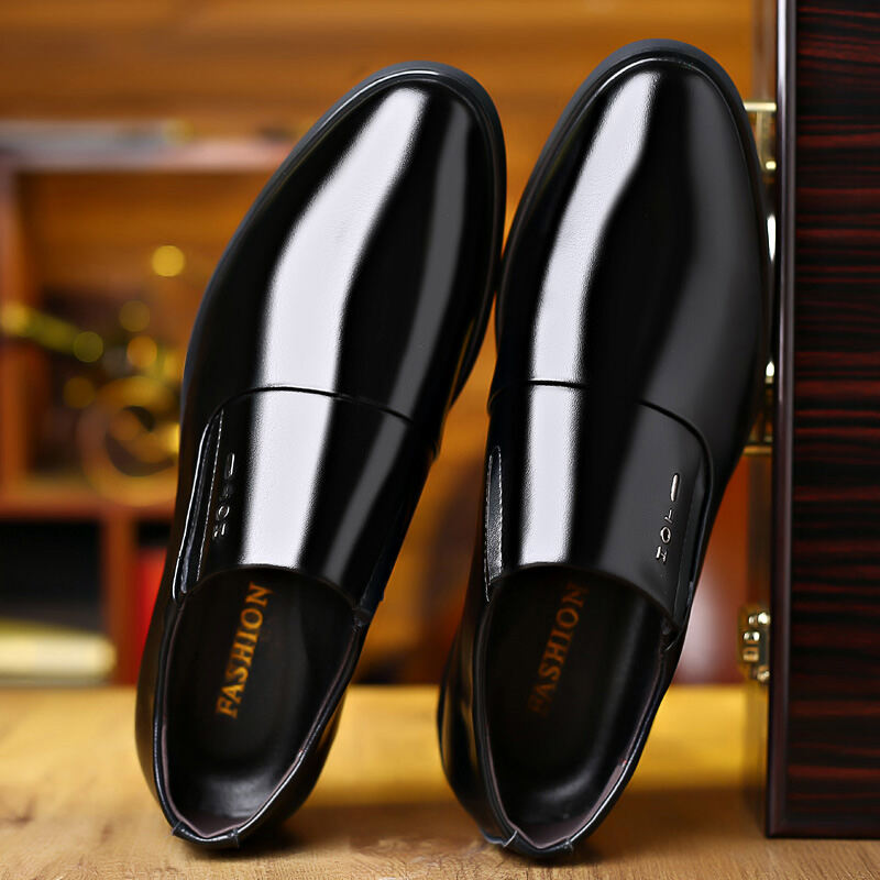 Men's Leather Shoes 2020 Autumn New Business Casual Low Heel Slip-on Lazy Shoes Soft Bottom Waterproof Work Shoes