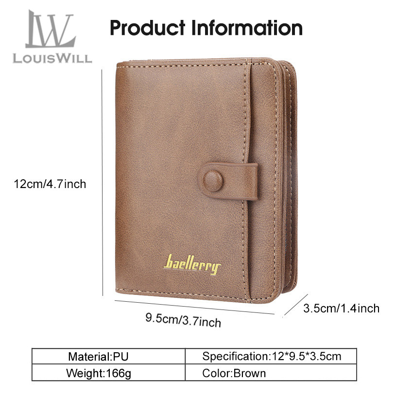 Louiswill Wallets Mens Zipper Wallets Leather Original Wallet Korean Men PU Leather Money Wallet Bifold Pocket Purse for Men Business