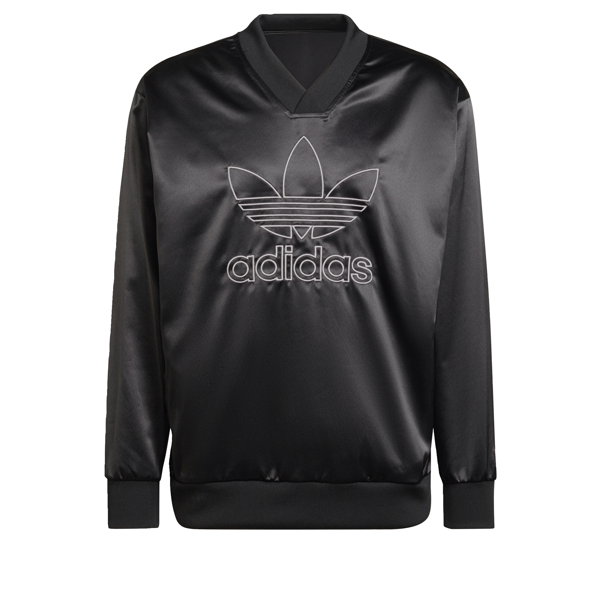 adidas ORIGINALS Adicolor Classics Trefoil Satin V-Neck Jersey Men Black