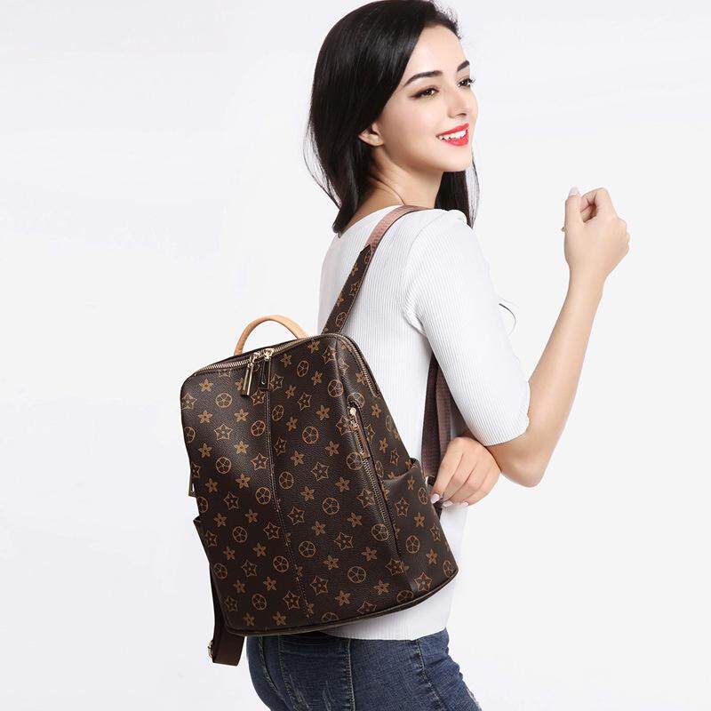 New Flower Printed Waterproof Women Leather Backpack Fashion Lady Backpack for Teenagers Outdoor Travel Backpack